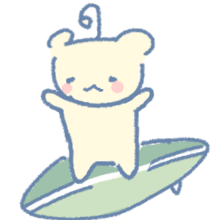 Hand-drawn character Andre surfing