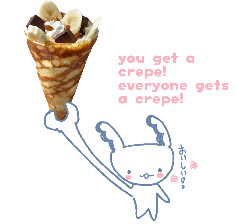 Illustration of the Bibi holding a crêpe