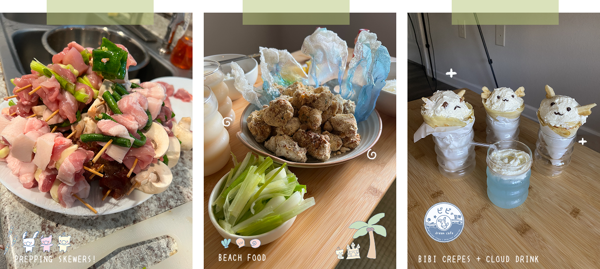Themed food dishes created for the Bibi projection mapping café
