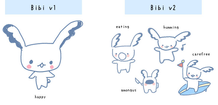 Bibi sea slug character design iterations