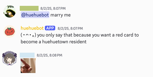Huehuebot Discord bot Easter egg