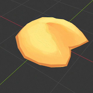 3D modeled low poly fortune cookie breaking animation made in Blender