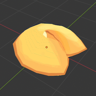 3D modeled low poly fortune cookie idle animation made in Blender