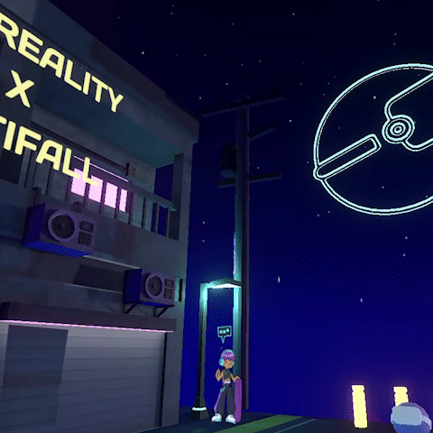 MIVERSE cyberpunk style city apartment building exterior