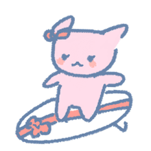 Hand-drawn character Nana surfing