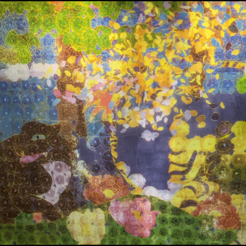 Interactive moving mural at TeamLab Borderless